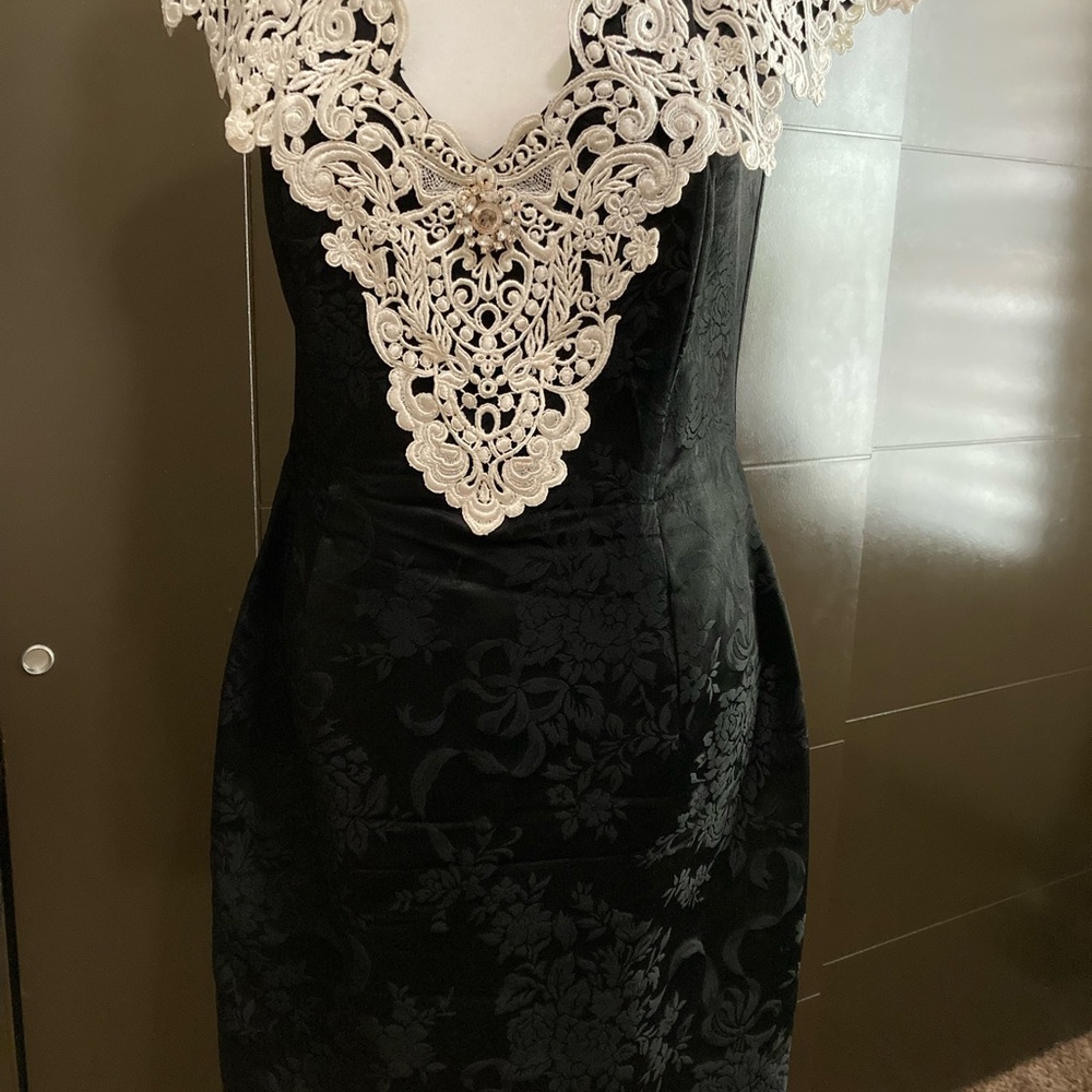 Scott McClintock Black Dress with Cream Lace